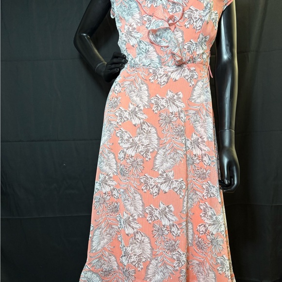 MSK Coral and White Floral Maxi Dress - Picture 1 of 5